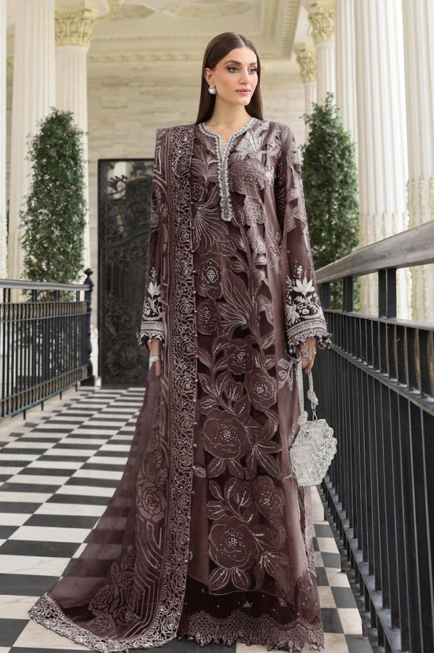 High-Quality Embroidered Mint Green Dhanak Suit - Maria B Winter Design