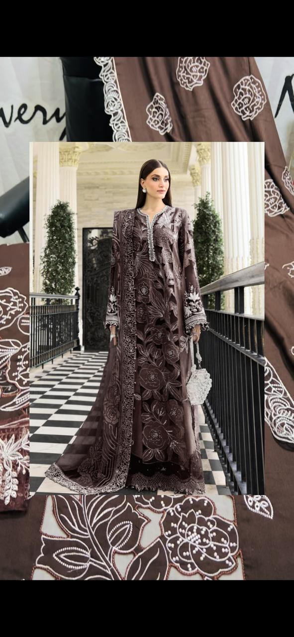 High-Quality Embroidered Mint Green Dhanak Suit - Maria B Winter Design